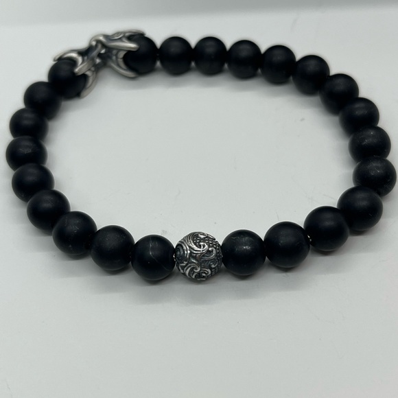 David Yurman black onyx spiritual bead bracelet with waves 8mm - Picture 3 of 6
